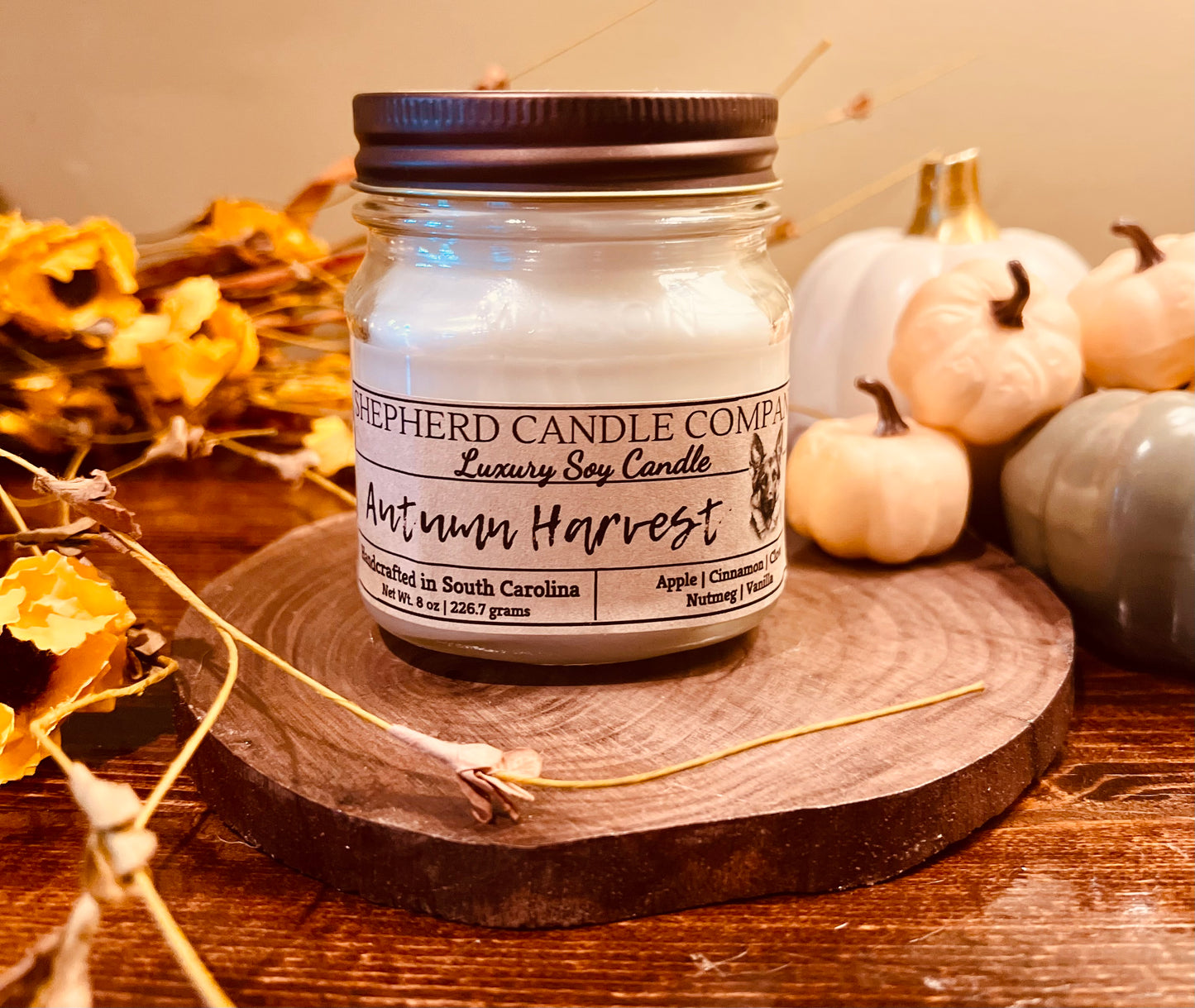 Autumn Harvest Mason Jar - Cotton Wick