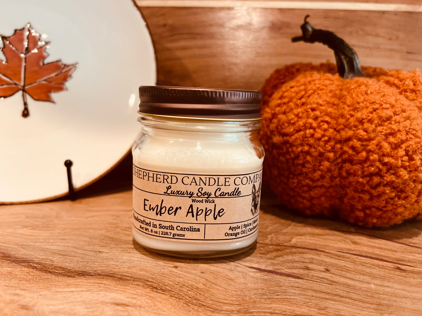 Ember Apple Mason Jar - Wood Wick