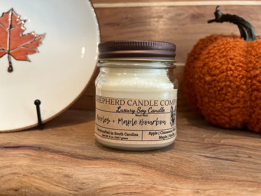 Apples + Maple Bourbon Mason Jar - Cotton Wick