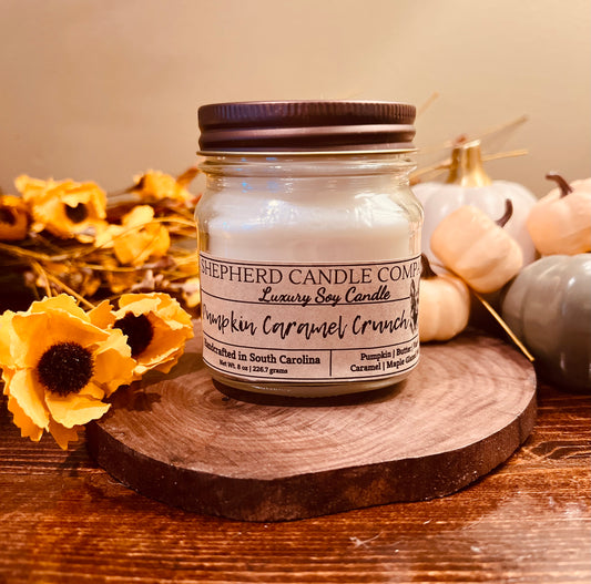 Pumpkin Caramel Crunch Mason Jar - Wood Wick