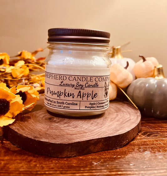 Pumpkin Apple Mason Jar - Wood Wick
