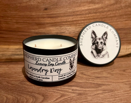 6 Oz Candle Market Tin - Cotton Wick - Laundry Day