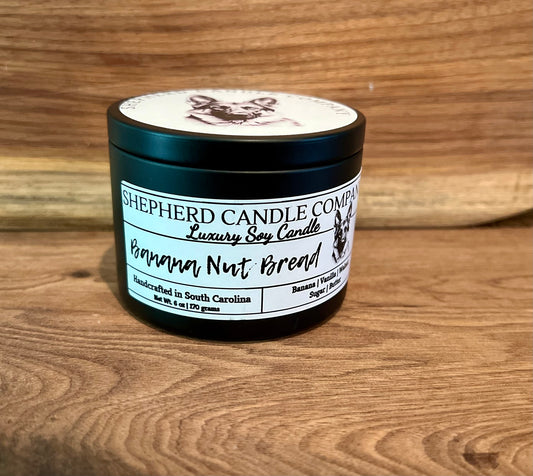 6 Oz Candle Market Tin- Wood Wick - Banana Nut Bread