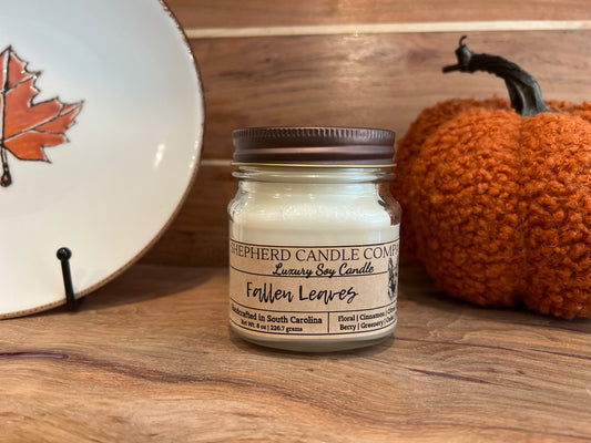 Fallen Leaves Mason Jar - Cotton Wick